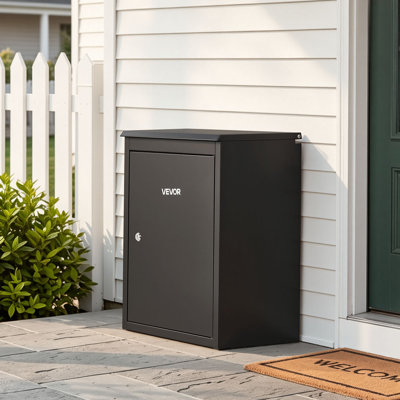 Package Delivery Box for Outside 20.67 in Wall Mount Parcel Drop Box, for Porch, Curbside & House Storage, Lockable Anti-Theft Waterproof Weatherproof, Large Metal Mailbox for Outdoor, Black