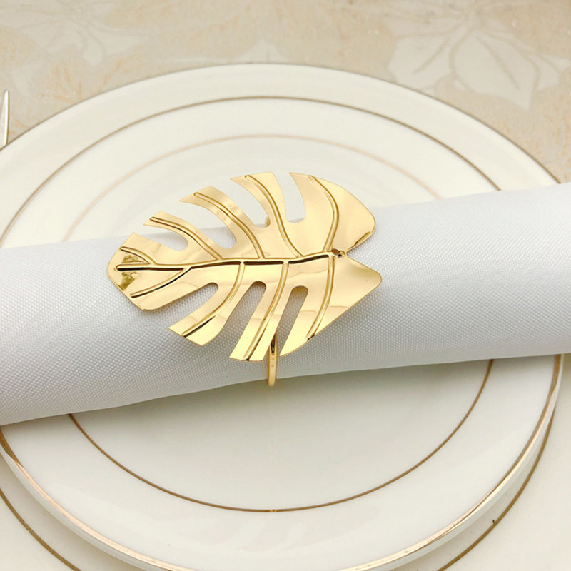 Rond de serviette Tropical Leaf, Or rose