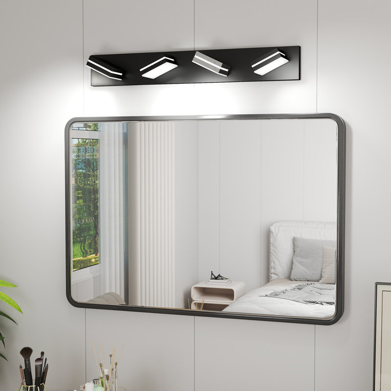 4 Light LED Bathroom Vanity Light Wall Mounted with Rotatable Heads Modern Metal Fixture – Black, Matte Black, 4 Lights