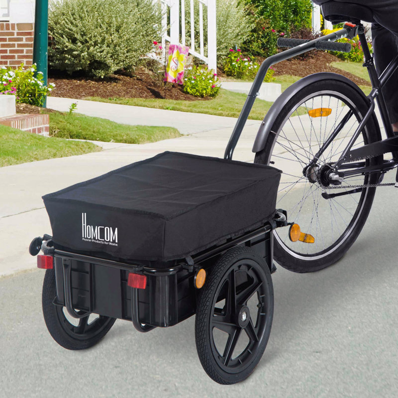 Remorque de cargaison de vélo Aosom avec boîte amovible et couvercle imperméable, remorque de chariot de vélo avec deux roues de 16 po