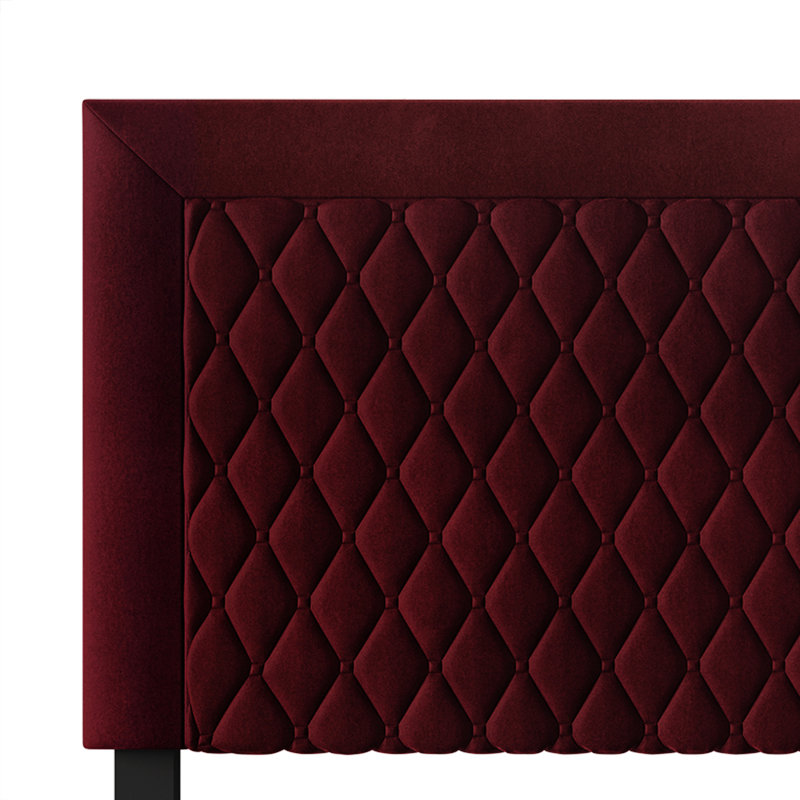 Tête de lit tapissier en velours, Rouge, Simple