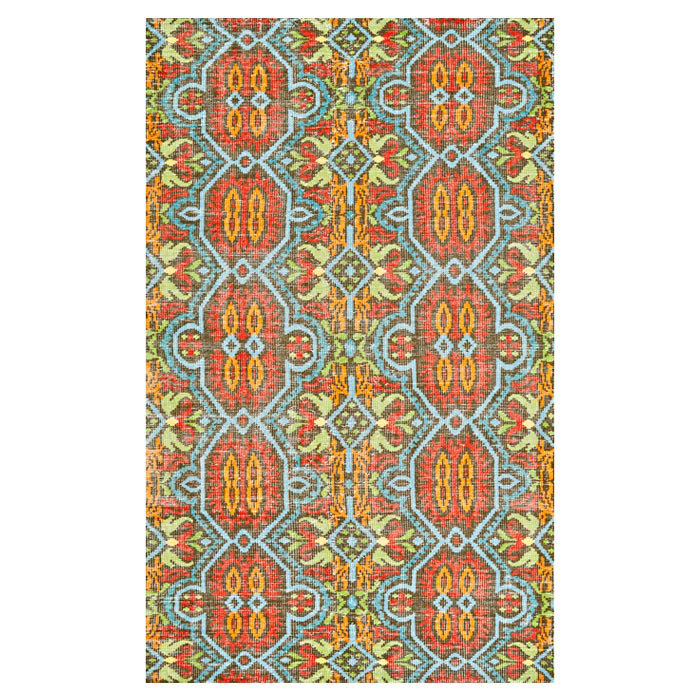 Tapis abstrait en laine noué à la main Dalian, Rectangle 9 pi 6 po x 13 pi 6 po