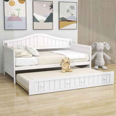 Twin Size Wood Daybed With Trundle Bed