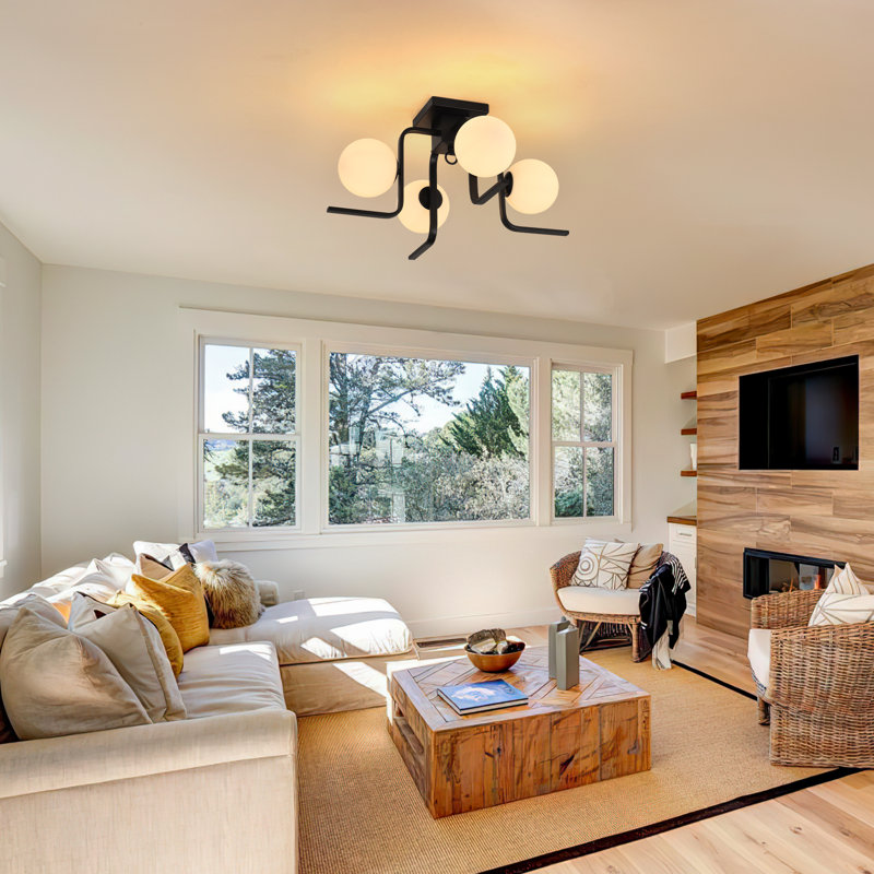 4-Light Industrial Semi Flush Mount 