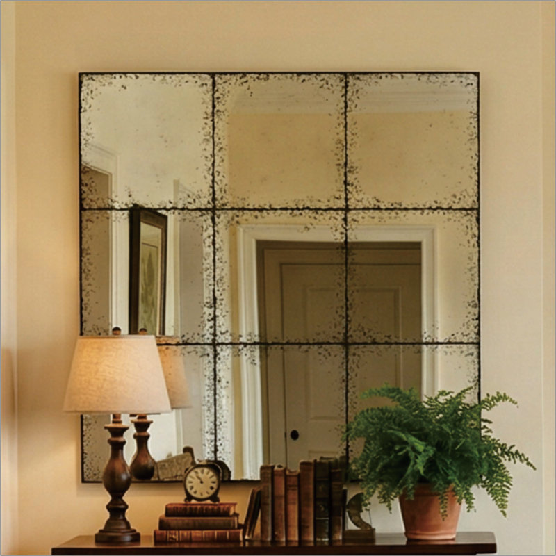 Miroir carré carré polyvalent, idéal pour les chambres à coucher
