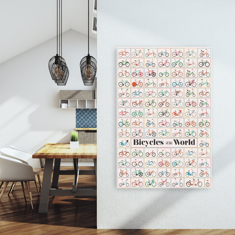 Bicyclettes du monde rétro, art mural rétro, 60" H x 40" W
