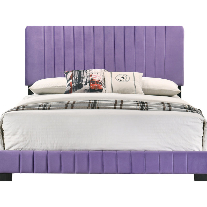 Grand lit mauve vif de style contemporain - Convient aux décors modernes Élégants matériaux de qualité pour une durabilité de l 65 po x P 86 po x H 48 po Assemblage requis