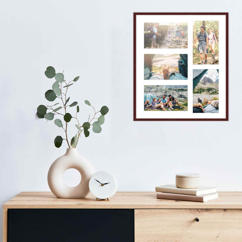Cadre en bois, 4 po x 6 po, 12 po x 14 po, Brun foncé / blanc