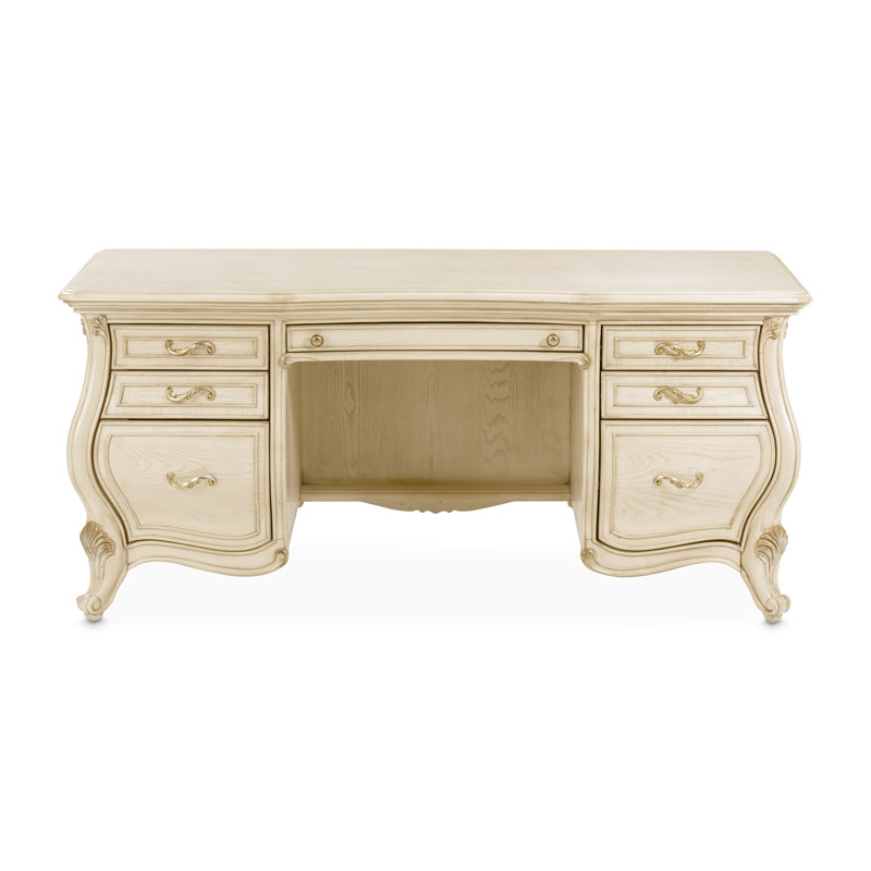 Platine De Royale Champagne Solid Wood Executive Desk, Champagne