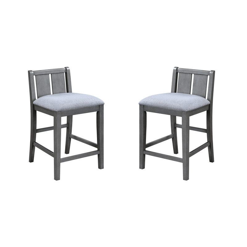 Siège de comptoir de 20 po de hauteur, revêtu de gris avec repose-pieds, largeur de produit de 19,89 po, duo de chaises en caoutchouc et bois