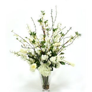 Vase en verre cannelé blanc crème waterlook (R)