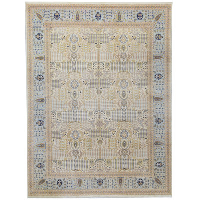 Tapis beige noué à la main de haute qualité