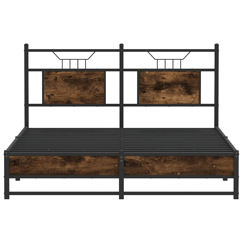 Bed Frame Without Mattress Engineered Wood, Kingsize (5'), Smoked Oak