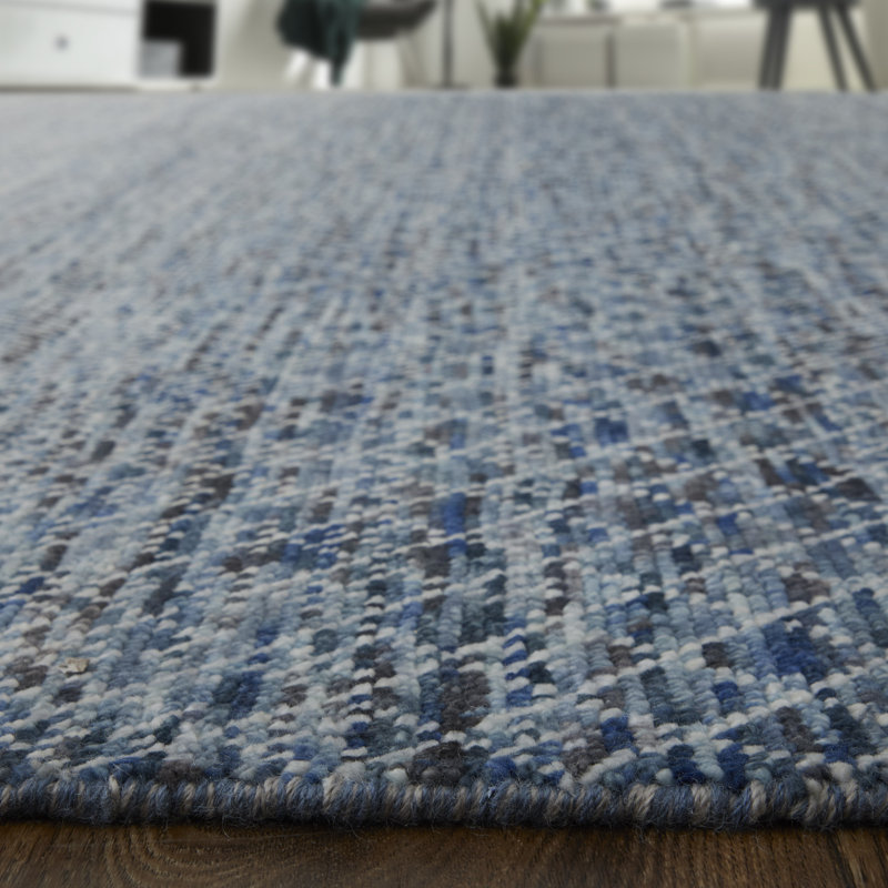 Branson Wool Area Rug in Blue, Rectangle 7'9" x 9'9"