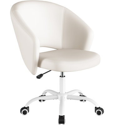 Height Adjustable Swivel Desk Chair with PU Leather and Rolling Wheels