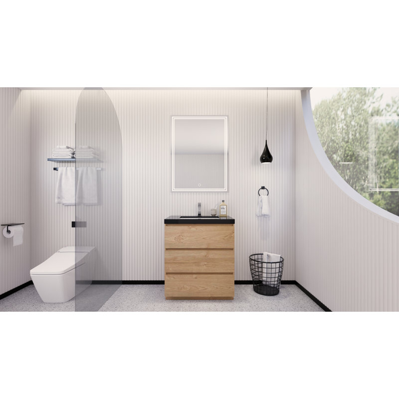 Santrice 29.5'' Single Bathroom Vanity with Acrylic Top, New England Oak