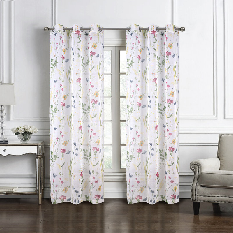 Rideau transparent en polyester Shivali, Rose