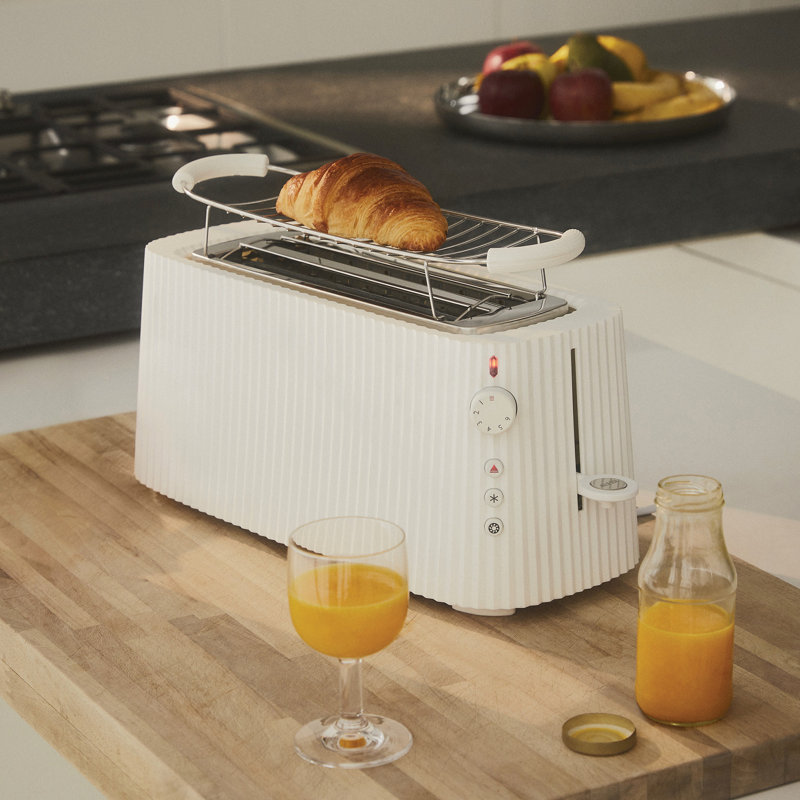 Pliss Long Double Compartment Toaster, White