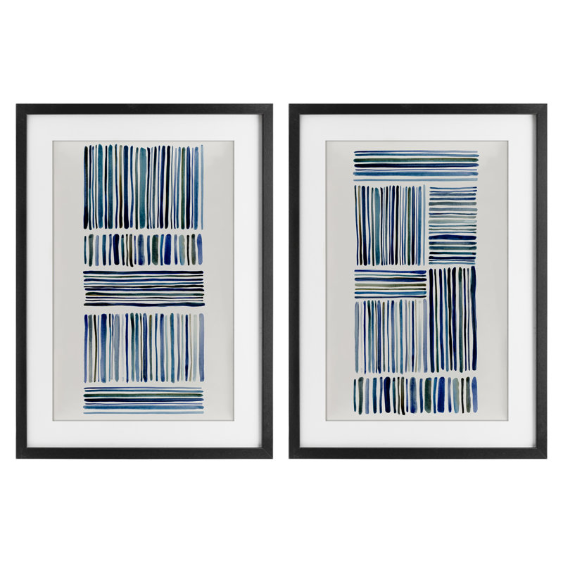 Contrast Linear Dash, ensemble de 2 impressions encadrées sous verre, design par Hannah Dawson, H 23 po x l 17 po