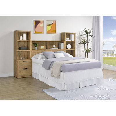 Geary Mango 3-Piece Full Bedroom Set With Bookcase Headboard