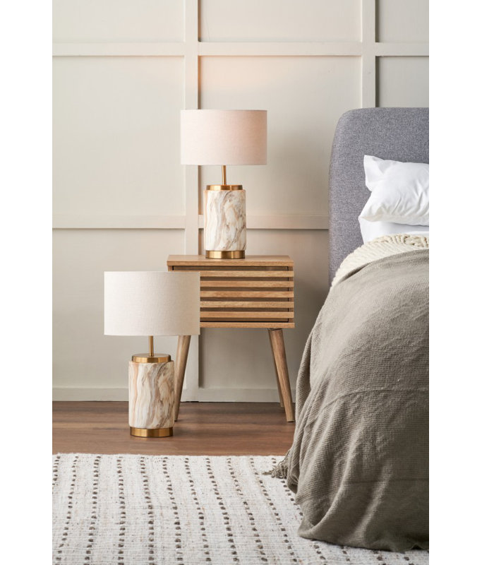 Bellamee Ceramic Table Lamp, Beige, Cream