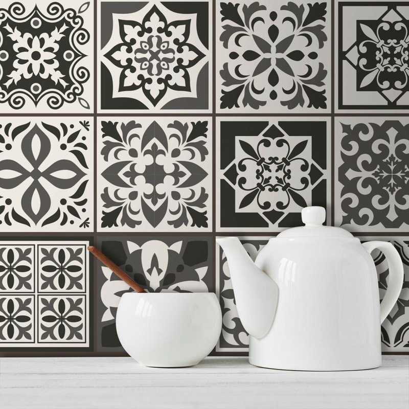 15cm x 15cm PVC Peel & Stick Mosaic Tile, Dark Grey