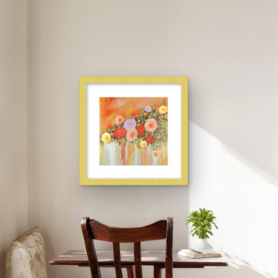 Colourful Abstract Flowers - Botanical Orange Framed Print