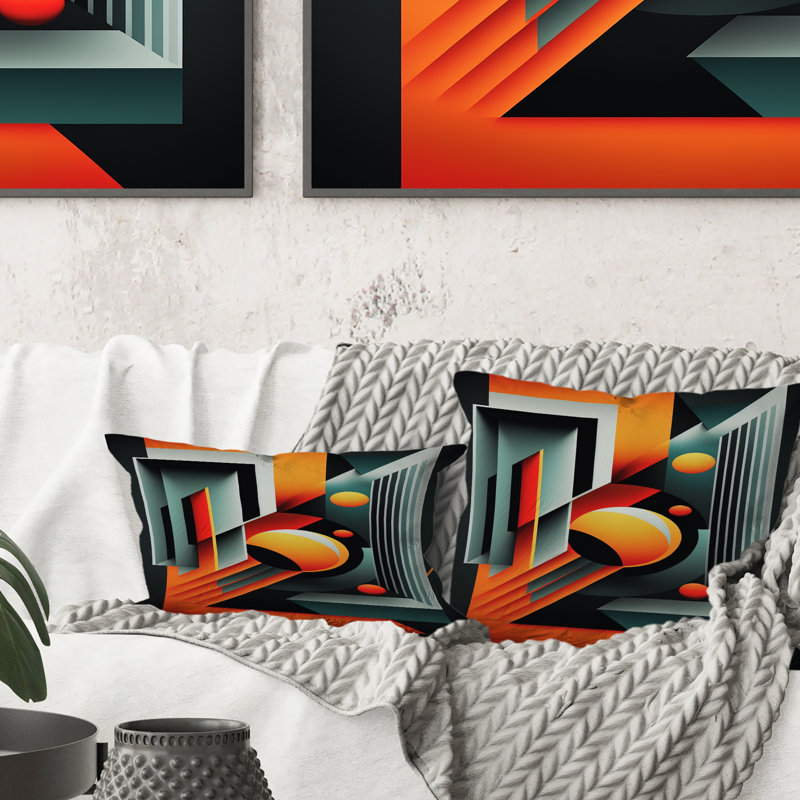 Coussin décoratif rétro à motif géométrique abstrait V