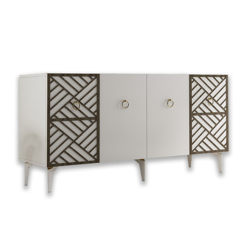 59'' Wide Rectangle Console With Pattern, White