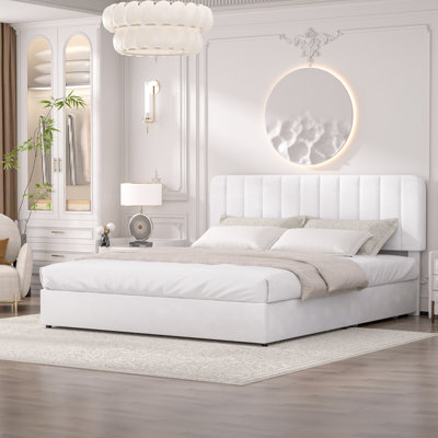Huntsville Bed Frame with 4 Storage Drawers Velvet Upholstered Platform Bed Adjustable Headboard
