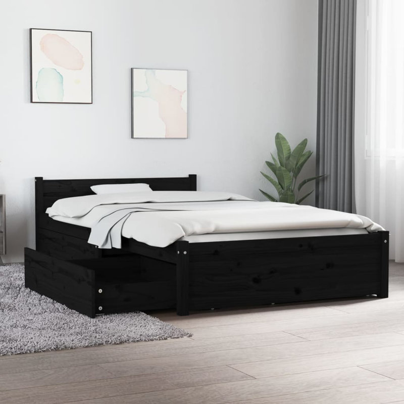 Bed Frame with Drawers, White, Single (3')
