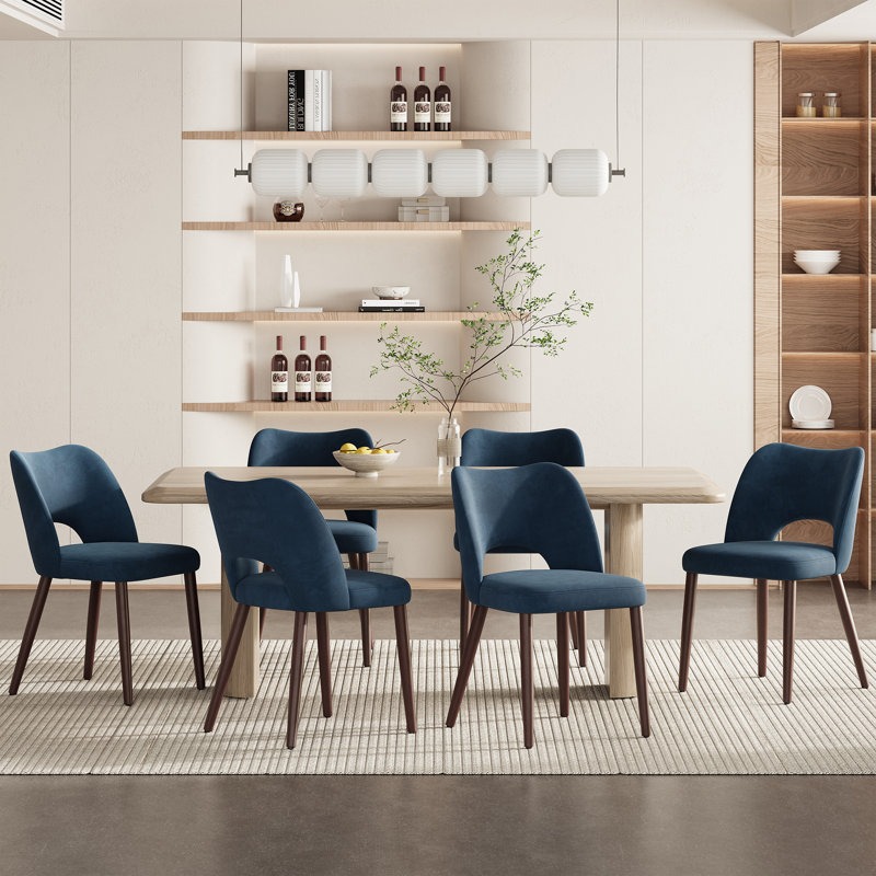 Chaise d'appoint rembourrée en velours avec pieds en bois Modern, Bleu
