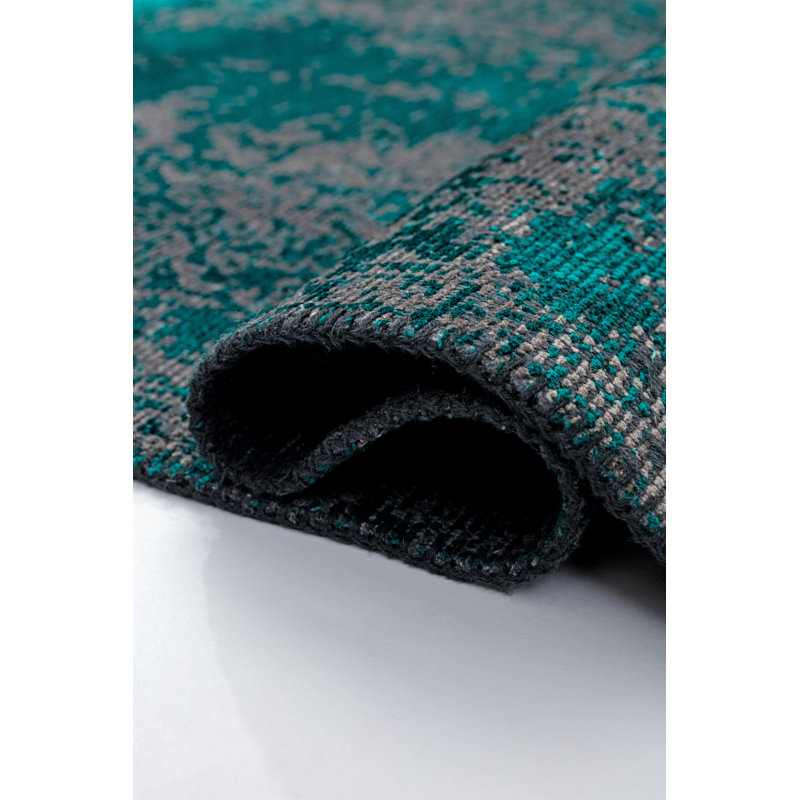 Rapture Teal/Charcoal Oriental Luxury Area Rug, Rectangle 7'10" x 11'2"