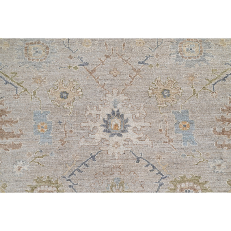 Hand Knotted Wool Area Rug in Beige