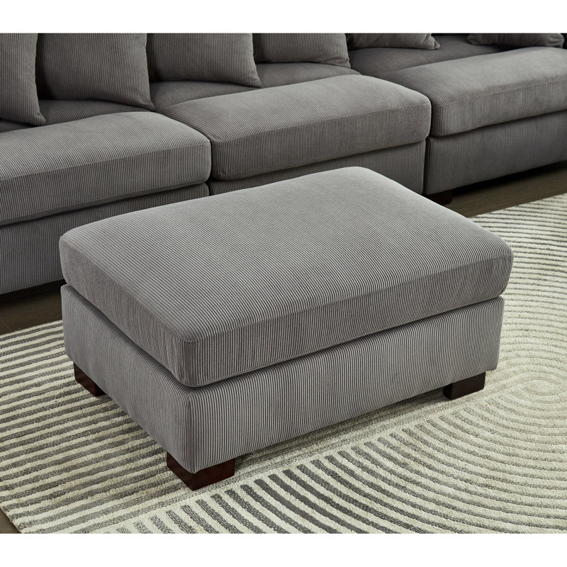 5 Seater Oversized Modular In Grey Corduroy, Convertible L & U Shaped With Methodical High Foam Cushions Sectional Couch Magnetic