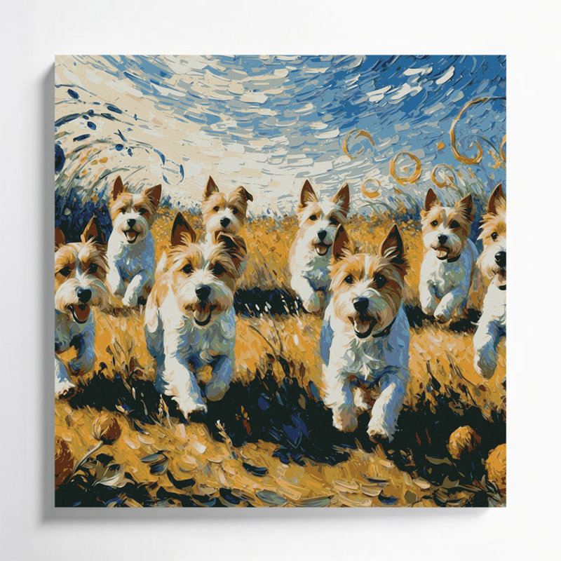 «Dogs Toy Fox Terrier», art mural sur toile grise, H 32 po x l 32 po