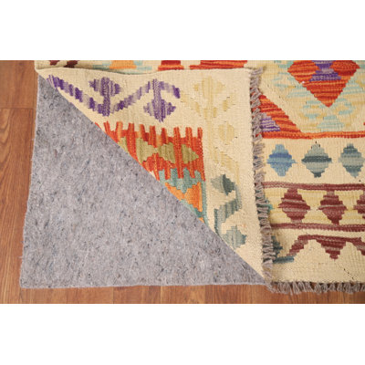 Geometric Kilim Reversible Wool Area Rug 10x13