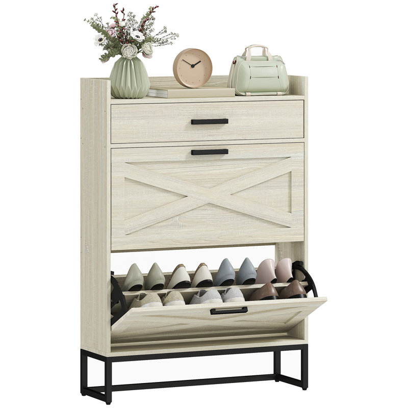 12 Pair Flip Down Shoe Storage, White