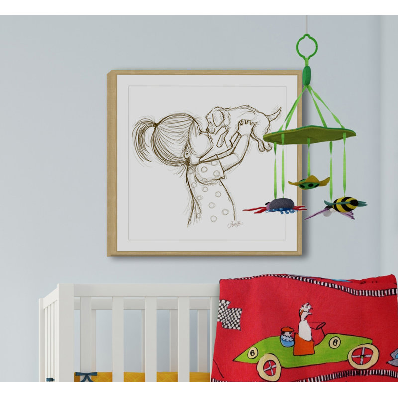 Betts Girl Loves Puppy by Phyllis Harris - Painting, 51cm H x 51cm W