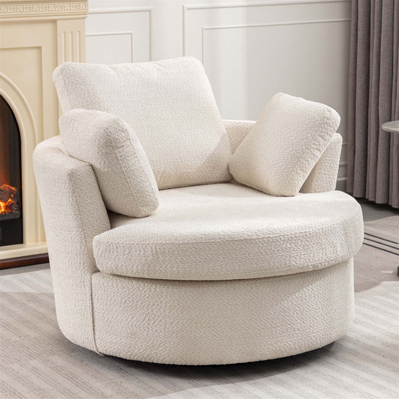 Fauteuil club pivotant surdimensionné avec 3 coussins, fonction pivotante à 36 degrés pour un confort accru et une utilisation polyvalente