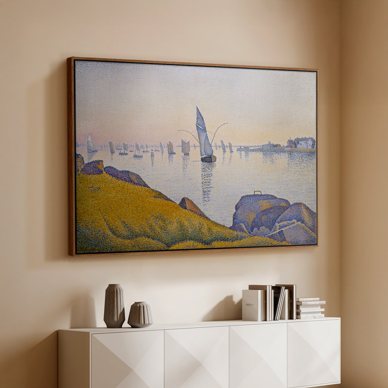 Evening Calm, Concarneau (Opus 220), 1891 - Paul Signac, toile tendue avec châssis, 26 x 40, Noyer