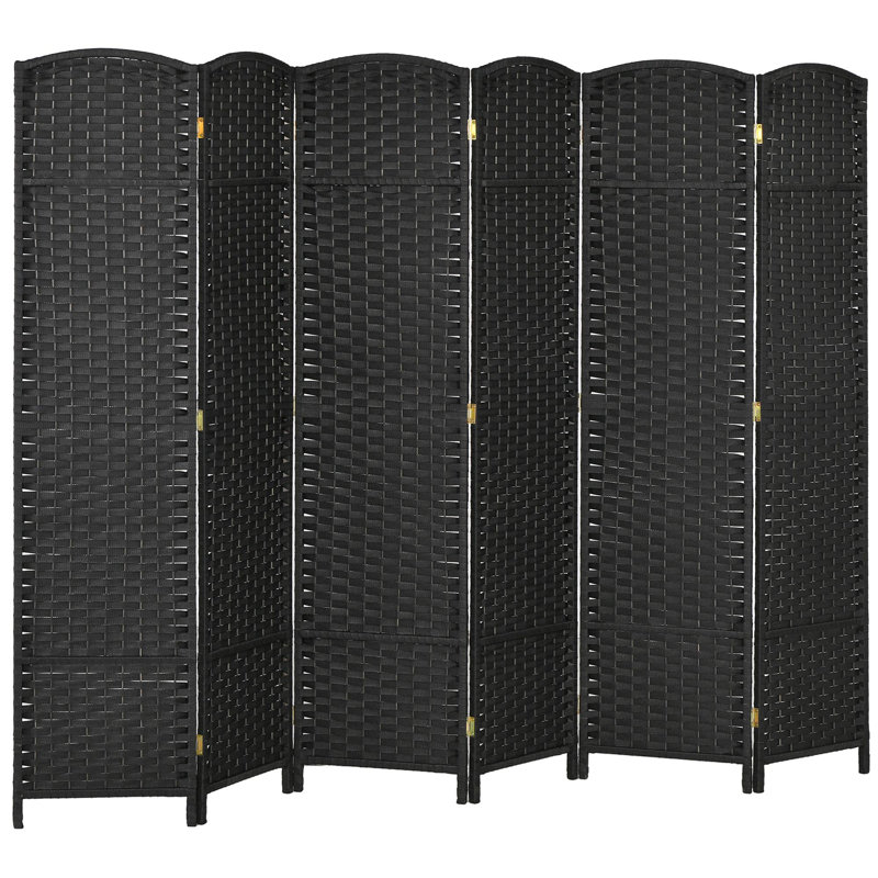 Folding Privacy Screen, 6, 66.9" H x 94.5" W x 0.6" D, Black