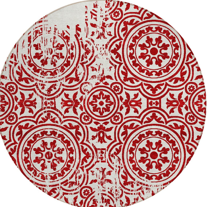 Tapis ivoire rond intérieur lavable 8 'Medallion