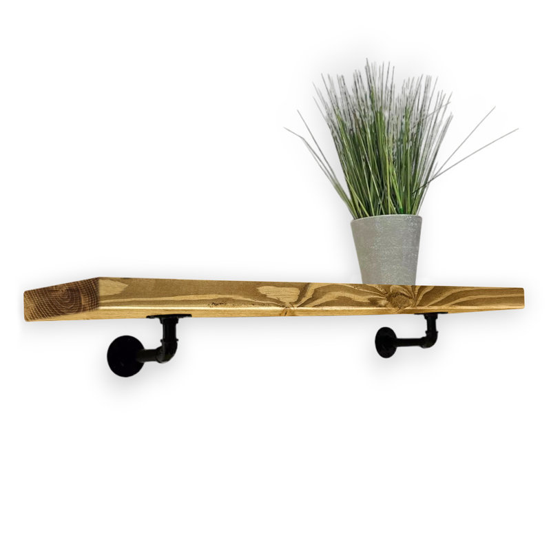 Unique Wood Bracket Shelf, Dark Oak, 4.5cm H x 130cm W x 22cm D