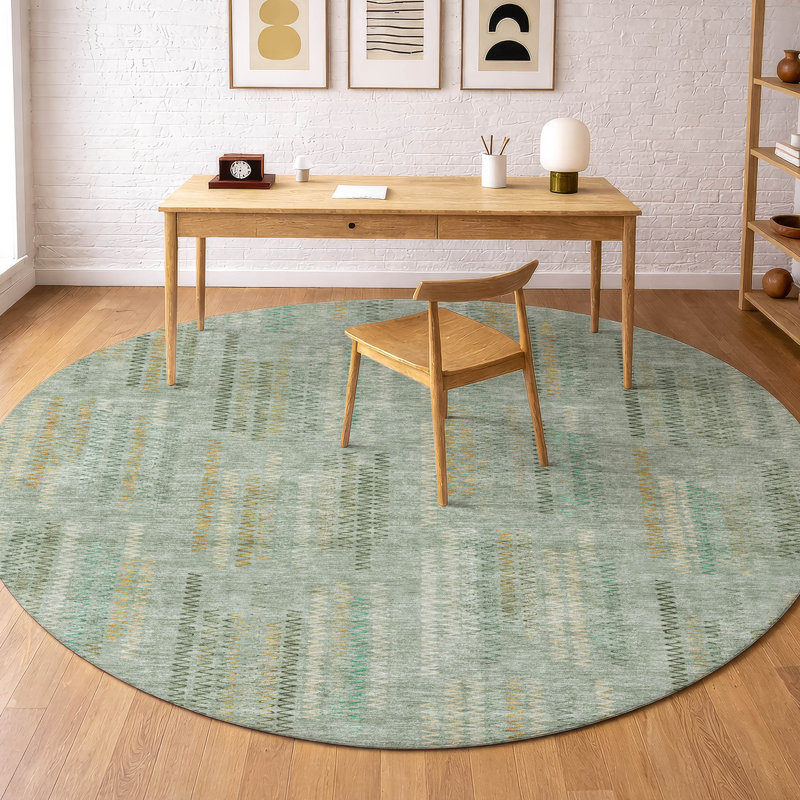 Machine Washable Indoor/Outdoor Chantille ACN2887 Modern Rug, Aloe, 8' Round
