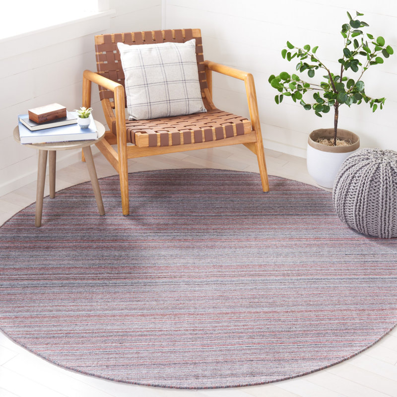 Dalkeith Flat Weave Performance Striped Rug, Round 6'
