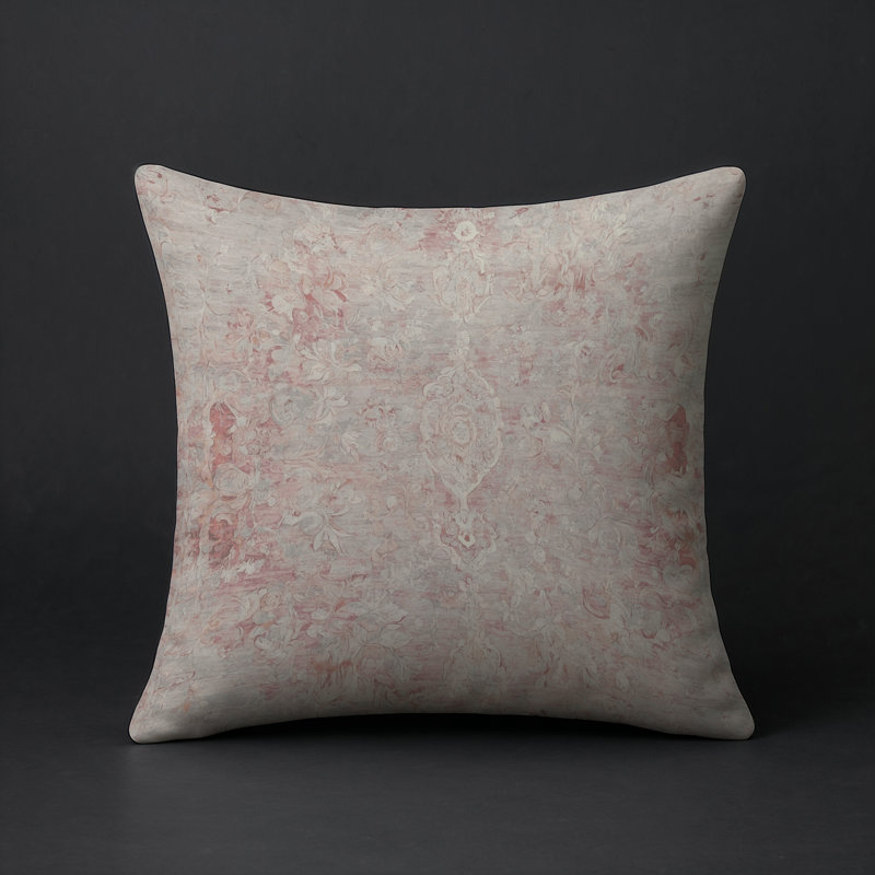 Coussin décoratif intérieur et extérieur Modern, Gris / rouge clair oriental, Carré 20 po