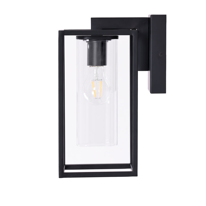 Tiernan 1-Light Outdoor Wall Lantern, 12.15" H x 5.75" W x 8.05" D, Matte Black