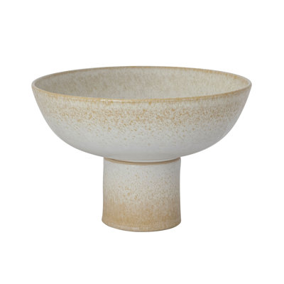 Stoneware Pedestal Bowl In Reactive Glaze