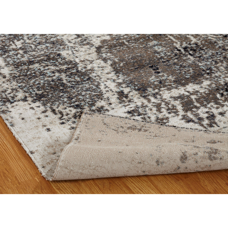 Earth Area Rug in Navy Blue/Charcoal/Ivory, Runner 2'8" x 10'